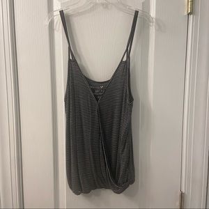 American Eagle Soft & Sexy Black and White Striped V-Neck Tank Top